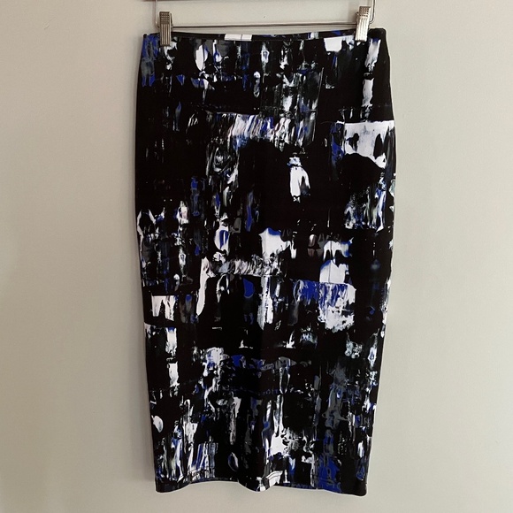 Alexander McQueen Printed Black/White/Blue Knee-Length Skirt M L - Picture 1 of 8